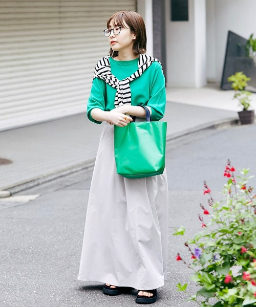 un dix cors(アンディコール)の「これ一枚で決まる 5分袖ニットプルオーバー(ニット/セーター・レディース・ホワイト/ブラック/チャコールグレー/グリーン/イエロー/ピンク・FREE)」の13枚目の写真