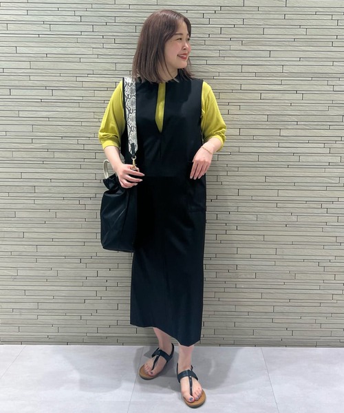 un dix cors(アンディコール)の「これ一枚で決まる 5分袖ニットプルオーバー(ニット/セーター・レディース・ホワイト/ブラック/チャコールグレー/グリーン/イエロー/ピンク・FREE)」の21枚目の写真