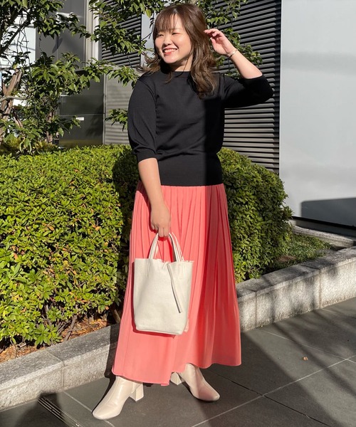 un dix cors(アンディコール)の「これ一枚で決まる 5分袖ニットプルオーバー(ニット/セーター・レディース・ホワイト/ブラック/チャコールグレー/グリーン/イエロー/ピンク・FREE)」の18枚目の写真