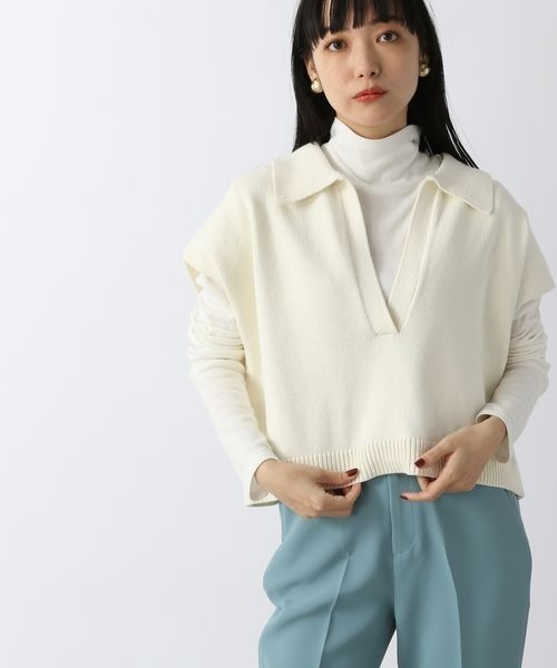 LOWRYS FARM（ローリーズファーム）の「スキッパーチビベスト　263037（ベスト・レディース・ブラック/オフホワイト/ピンク・FREE）」の2枚目の写真