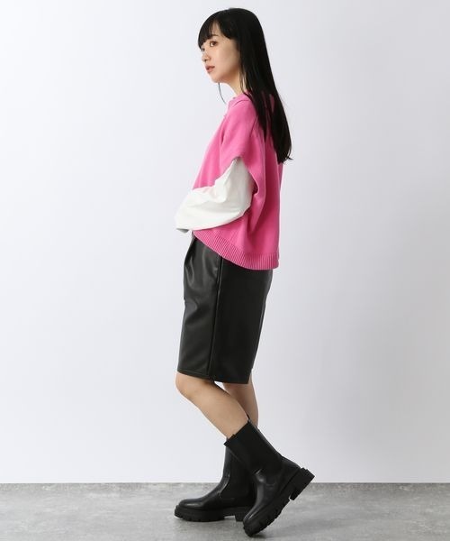 LOWRYS FARM（ローリーズファーム）の「スキッパーチビベスト　263037（ベスト・レディース・ブラック/オフホワイト/ピンク・FREE）」の7枚目の写真