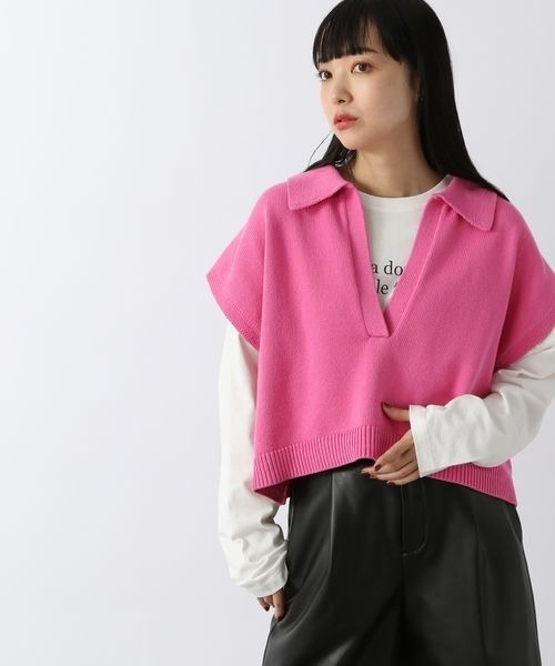 LOWRYS FARM（ローリーズファーム）の「スキッパーチビベスト　263037（ベスト・レディース・ブラック/オフホワイト/ピンク・FREE）」の22枚目の写真