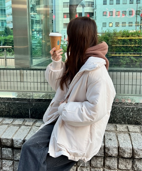 StyleSea（スタイルシー）の「リブニットバラクラバ /フードウォーマー（ニットキャップ/ビーニー・レディース・ブラック/ブラウン/オリーブ/アイボリー/チャコールグレー/ブルー/ピンク/グレー/ライトグレー/ブルー系/ライトピンク/モカ/ホワイト系その他/ブラック系その他/グレー系その他/グレイッシュベージュ/グリーン/サンドベージュ・FREE）」の9枚目の写真