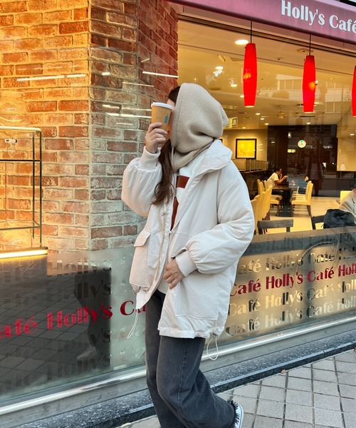 StyleSea（スタイルシー）の「リブニットバラクラバ /フードウォーマー（ニットキャップ/ビーニー・レディース・ブラック/ブラウン/オリーブ/アイボリー/チャコールグレー/ブルー/ピンク/グレー/ライトグレー/ブルー系/ライトピンク/モカ/ホワイト系その他/ブラック系その他/グレー系その他/グレイッシュベージュ/グリーン/サンドベージュ・FREE）」の22枚目の写真