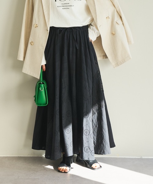 DISCOAT（ディスコート）の「レリーナスカート（スカート・レディース・ホワイト/ブラック/グリーン・FREE）」の2枚目の写真