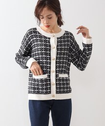 DRESKIP | 新作バイカラーニットツイードニットカーディガン(カーディガン/ボレロ)