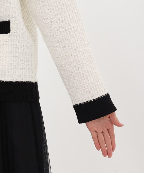 DRESKIP(ドレスキップ)の「◆ツイードニットカーディガン(カーディガン/ボレロ・レディース・オフホワイト/ホワイト系6/ブラック系3・02/03/04)」の7枚目の写真
