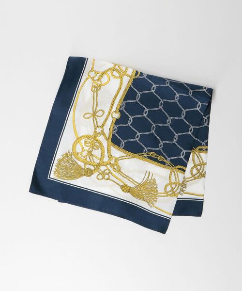 green label relaxing（グリーンレーベルリラクシング）の「シルク アソート ミニ スカーフ（ストール/ショール・レディース・ネイビー/ライム/イエロー・FREE）」の3枚目の写真