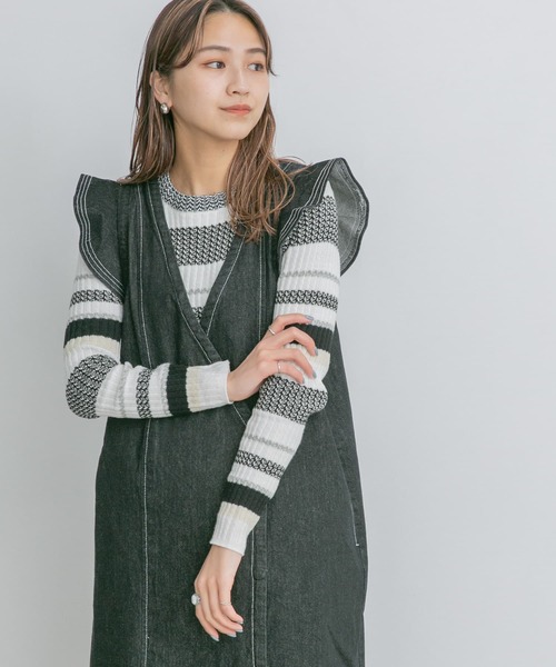 KBF（ケイビーエフ）の「マルチボーダーニット（ニット/セーター・レディース・ピンク系その他/ブルー系その他/ホワイト系その他・ONE）」の4枚目の写真