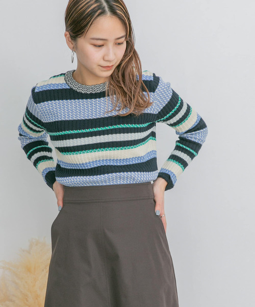 KBF（ケイビーエフ）の「マルチボーダーニット（ニット/セーター・レディース・ピンク系その他/ブルー系その他/ホワイト系その他・ONE）」の12枚目の写真