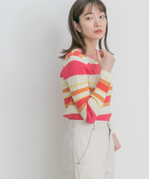 KBF（ケイビーエフ）の「マルチボーダーニット（ニット/セーター・レディース・ピンク系その他/ブルー系その他/ホワイト系その他・ONE）」の18枚目の写真