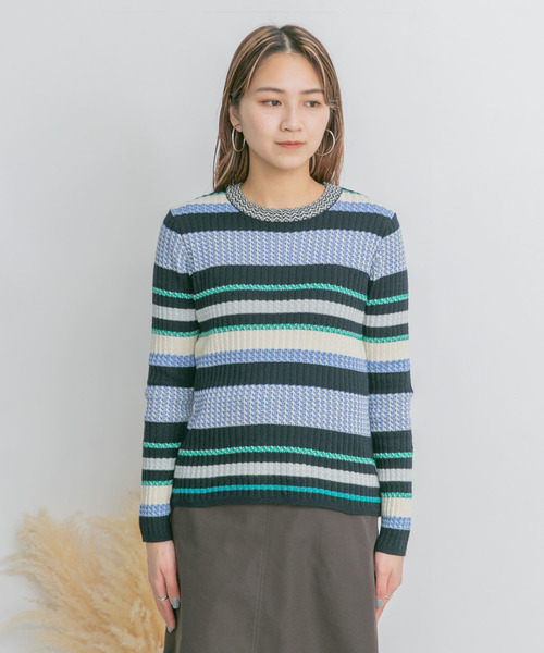 KBF（ケイビーエフ）の「マルチボーダーニット（ニット/セーター・レディース・ピンク系その他/ブルー系その他/ホワイト系その他・ONE）」の22枚目の写真