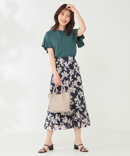 セール】【美人百花7月号掲載】2WAYフラワーゴアード スカート