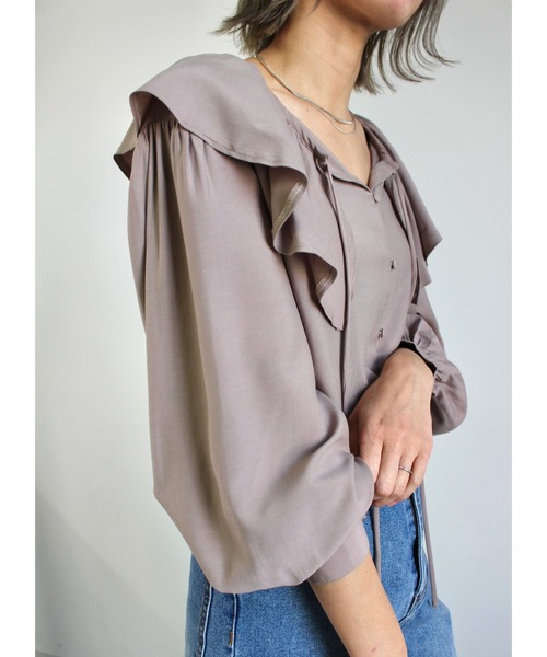 MLI'A(エムリア)の「フリルカラー/ブラウス(シャツ/ブラウス・レディース・オフホワイト/ブラック/モカ・M)」の13枚目の写真