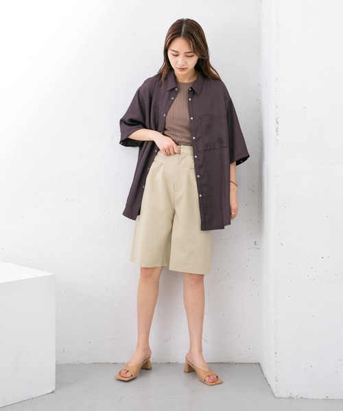 KBF（ケイビーエフ）の「ワッシャーサテン2WAY BIGシャツ（シャツ/ブラウス・レディース・グリーン/ブラウン系その他/ライトベージュ・ONE）」の13枚目の写真