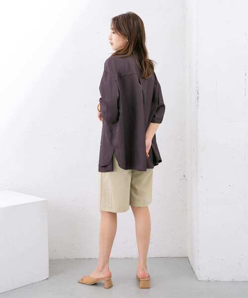 KBF（ケイビーエフ）の「ワッシャーサテン2WAY BIGシャツ（シャツ/ブラウス・レディース・グリーン/ブラウン系その他/ライトベージュ・ONE）」の15枚目の写真