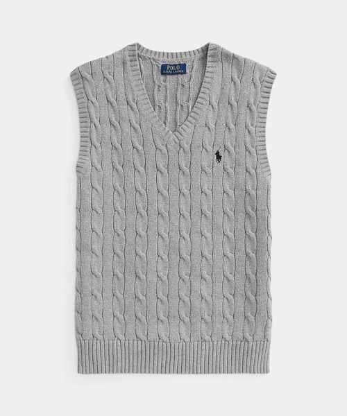 POLO RALPH LAUREN（ポロ ラルフ ローレン）の「ケーブルニット コットン セーター ベスト（ベスト・メンズ・グレー系・S/M/L/XL/XS/XXL）」の6枚目の写真