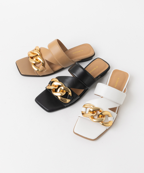 Au BANNISTER（オゥバニスター）の「ﾁｪｰﾝﾓﾁｰﾌｻﾝﾀﾞﾙ（サンダル・レディース・ブラック/ホワイト/ベージュ・M/L/S）」の15枚目の写真