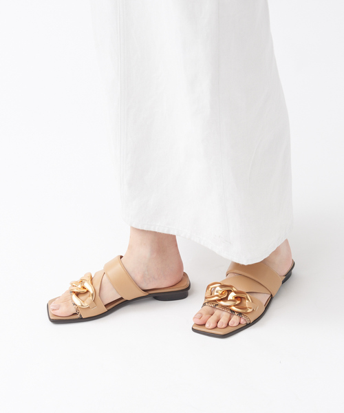 Au BANNISTER（オゥバニスター）の「ﾁｪｰﾝﾓﾁｰﾌｻﾝﾀﾞﾙ（サンダル・レディース・ブラック/ホワイト/ベージュ・M/L/S）」の22枚目の写真