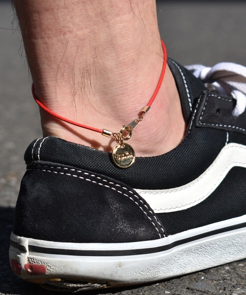 DOUBLE STEAL（ダブルスティール）の「Leather Cord Anklet（アンクレット・メンズ・ブルー/グリーン系その他/レッド/グリーン/キャメル/ブラック・FREE）」の6枚目の写真