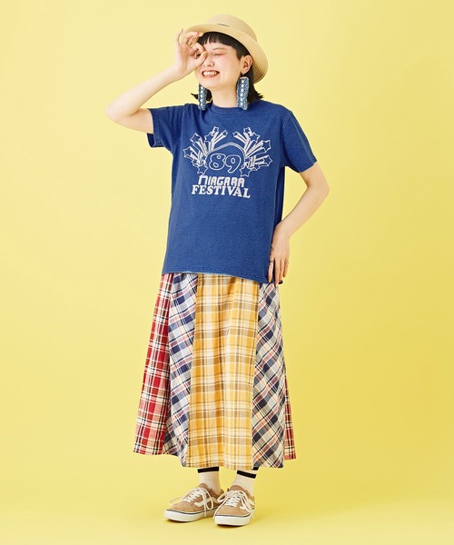 CUBE SUGAR(キューブシュガー)の「インディゴ天竺カットソー半袖グラフィックTシャツ(Tシャツ/カットソー・レディース・ライトブルー/インディゴブルー・M)」の9枚目の写真