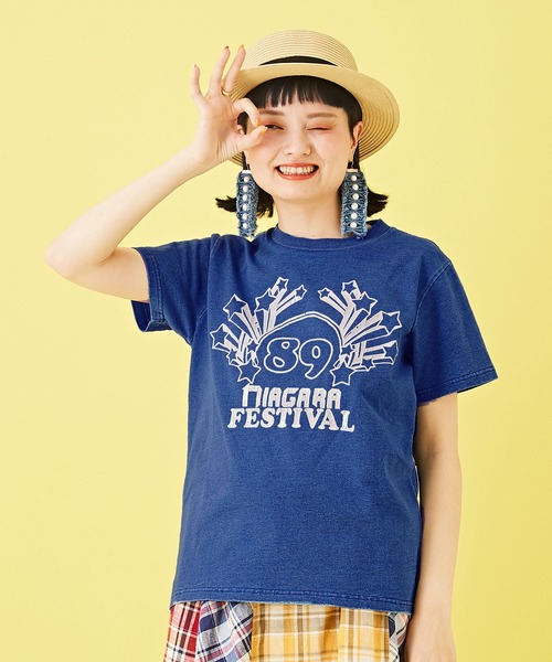 CUBE SUGAR(キューブシュガー)の「インディゴ天竺カットソー半袖グラフィックTシャツ(Tシャツ/カットソー・レディース・ライトブルー/インディゴブルー・M)」の22枚目の写真