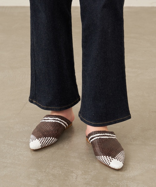 セール】FABIO RUSCONI ポインテッドメッシュミュール（サンダル