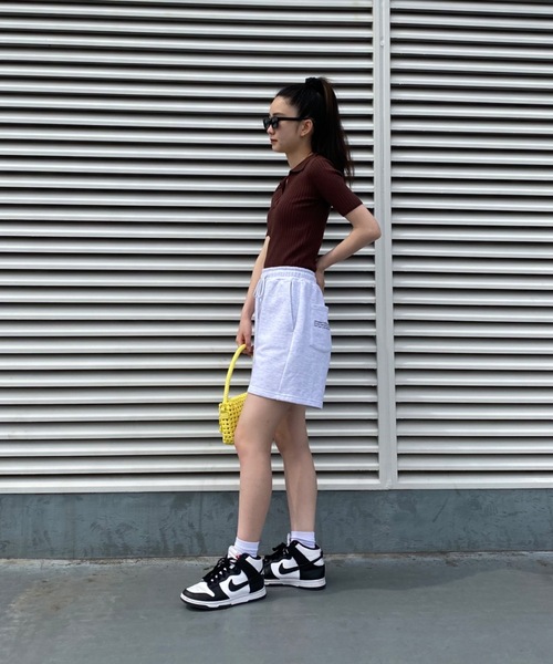 SHAGGIE(シャギー)の「Vネックリブニット半袖ポロシャツ(Tシャツ/カットソー・レディース・オレンジ/ホワイト/ブラウン/グリーン/ブラック/ネイビー/カーキ・FREE)」の15枚目の写真