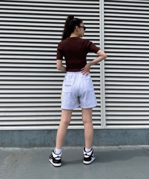 SHAGGIE(シャギー)の「Vネックリブニット半袖ポロシャツ(Tシャツ/カットソー・レディース・オレンジ/ホワイト/ブラウン/グリーン/ブラック/ネイビー/カーキ・FREE)」の16枚目の写真