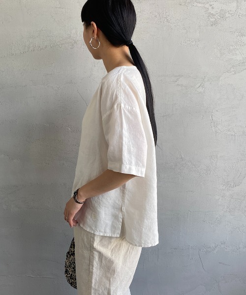 ORCIVAL（オーシバル）の「[ORCIVAL/オーシバル] 40S リネンクロス プルオーバーシャツ（シャツ/ブラウス・レディース・オフホワイト/チャコール/ライトベージュ/ネイビー・1）」の12枚目の写真