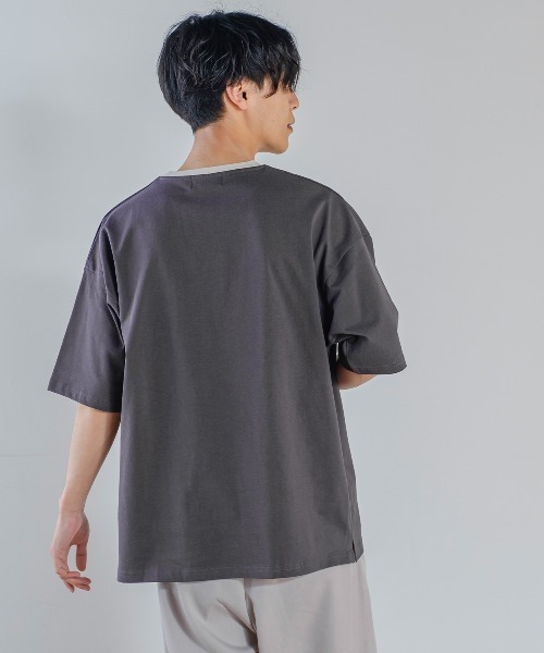 improves（インプローブス）の「Nanotec ヘビーウェイト リンガー配色 オーバーサイズ 半袖Tシャツ（Tシャツ/カットソー・メンズ・ブルー/オフホワイト/サンドベージュ/チャコール・MEDIUM/LARGE）」の11枚目の写真