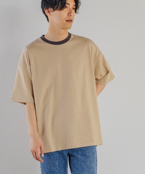 improves（インプローブス）の「Nanotec ヘビーウェイト リンガー配色 オーバーサイズ 半袖Tシャツ（Tシャツ/カットソー・メンズ・ブルー/オフホワイト/サンドベージュ/チャコール・MEDIUM/LARGE）」の13枚目の写真