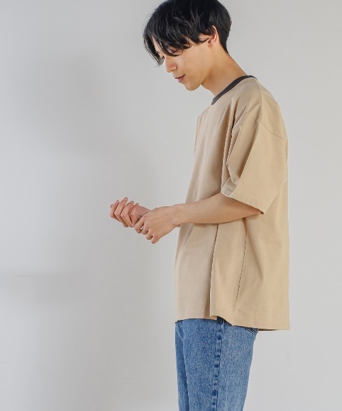 improves（インプローブス）の「Nanotec ヘビーウェイト リンガー配色 オーバーサイズ 半袖Tシャツ（Tシャツ/カットソー・メンズ・ブルー/オフホワイト/サンドベージュ/チャコール・MEDIUM/LARGE）」の14枚目の写真