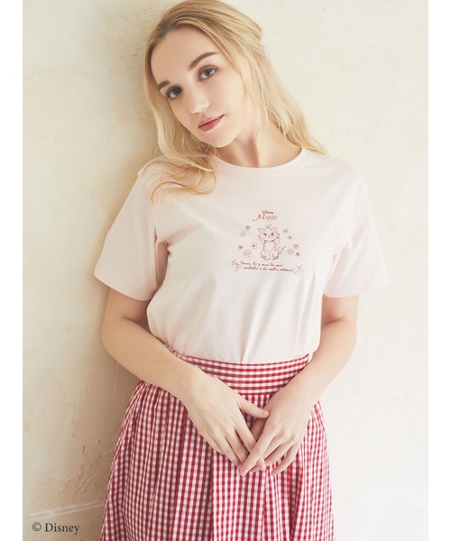 Maison de FLEUR(メゾンドフルール)の「Disney Marie/Tシャツ(Tシャツ/カットソー・レディース・ピンク/ホワイト・FREE)」の2枚目の写真