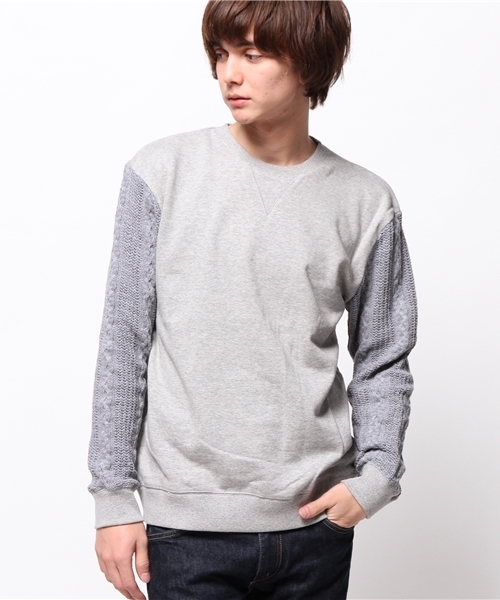 OUTLET（アウトレット）の「【WHO'S WHO gallery】EX袖ニット（ニット/セーター・メンズ・クリーム/グレー/チャコールグレー・LARGE/MEDIUM）」の2枚目の写真