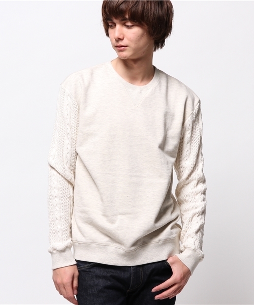 OUTLET（アウトレット）の「【WHO'S WHO gallery】EX袖ニット（ニット/セーター・メンズ・クリーム/グレー/チャコールグレー・LARGE/MEDIUM）」の3枚目の写真