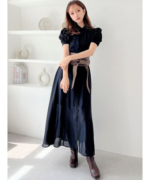 RESEXXY（リゼクシー）の「シアーロングシャツワンピース（ワンピース・レディース・ブラック/グリーン/ブラウン/ベージュ・FREE）」の18枚目の写真