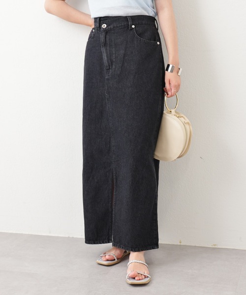 natural couture(ナチュラルクチュール)の「アシメあきフロントスリットナロースカート(スカート・レディース・アイボリー/ピンク/サックスブルー/ブラック/インディゴブルー・FREE)」の20枚目の写真