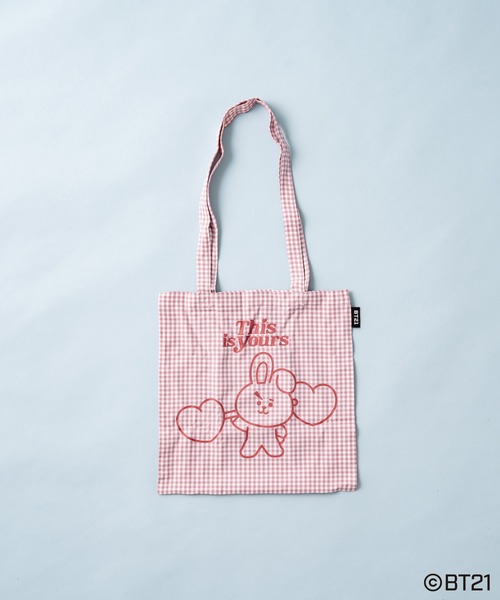 one after another NICE CLAUP（ワンアフターアナザーナイスクラップ）の「BT21ポーチ付エコバック（エコバッグ/サブバッグ・レディース・その他1/サックスブルー/オレンジ/ベージュ/ピンク/グリーン系その他/ピンク系その他・FREE）」の5枚目の写真