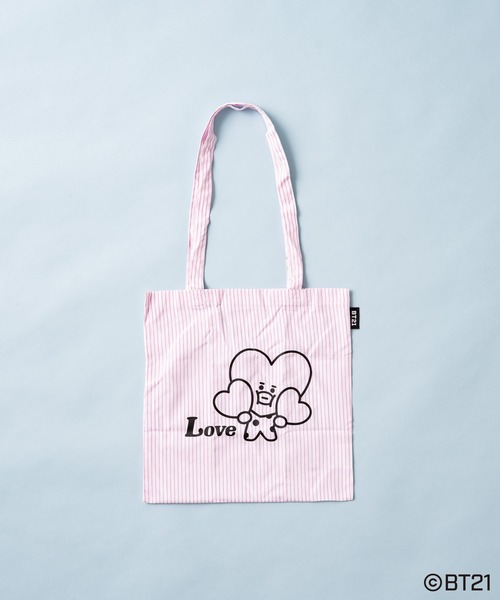 one after another NICE CLAUP（ワンアフターアナザーナイスクラップ）の「BT21ポーチ付エコバック（エコバッグ/サブバッグ・レディース・その他1/サックスブルー/オレンジ/ベージュ/ピンク/グリーン系その他/ピンク系その他・FREE）」の4枚目の写真