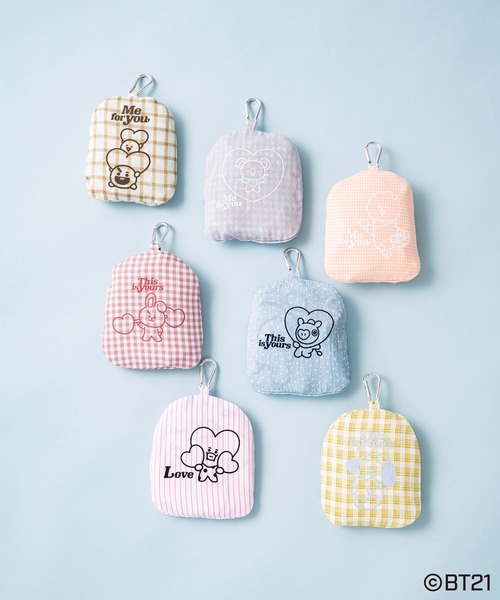 one after another NICE CLAUP（ワンアフターアナザーナイスクラップ）の「BT21ポーチ付エコバック（エコバッグ/サブバッグ・レディース・その他1/サックスブルー/オレンジ/ベージュ/ピンク/グリーン系その他/ピンク系その他・FREE）」の16枚目の写真