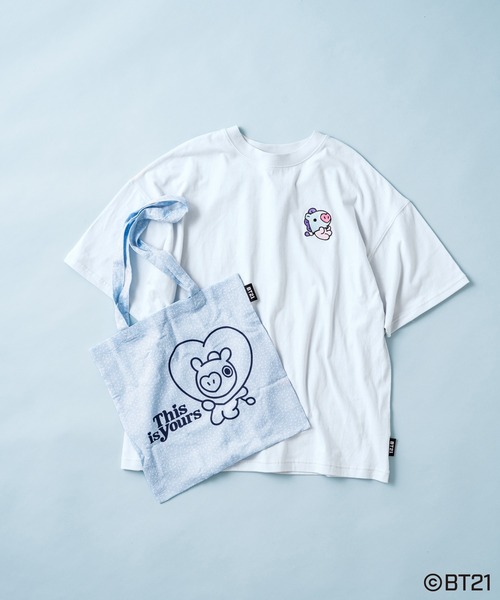 one after another NICE CLAUP（ワンアフターアナザーナイスクラップ）の「BT21ポーチ付エコバック（エコバッグ/サブバッグ・レディース・その他1/サックスブルー/オレンジ/ベージュ/ピンク/グリーン系その他/ピンク系その他・FREE）」の19枚目の写真