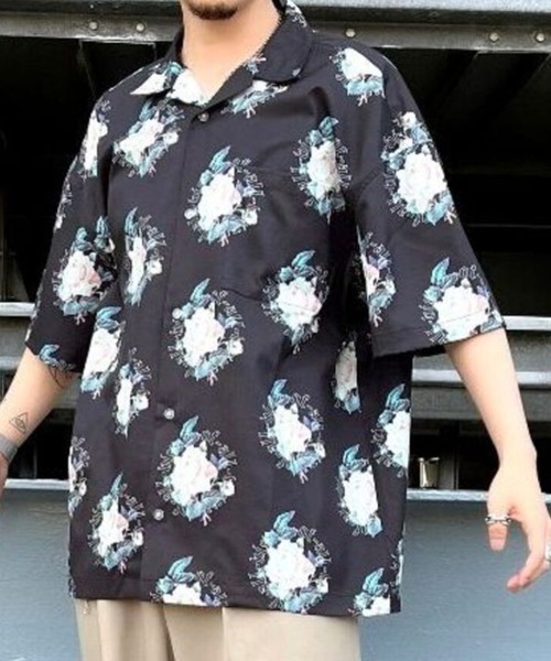 A4A(エーフォーエー)の「A4A/エーフォーエー/ROSES Short Sleeve Shirts/ローズショートスリーブシャツ(シャツ/ブラウス・メンズ・ブラック/グリーン・MEDIUM/LARGE)」の2枚目の写真