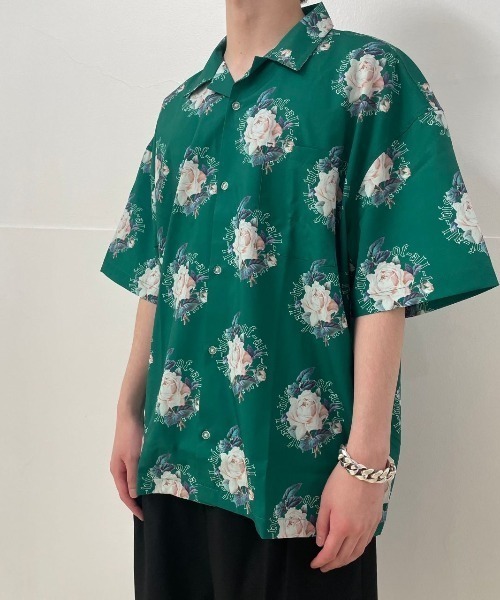 A4A(エーフォーエー)の「A4A/エーフォーエー/ROSES Short Sleeve Shirts/ローズショートスリーブシャツ(シャツ/ブラウス・メンズ・ブラック/グリーン・MEDIUM/LARGE)」の9枚目の写真