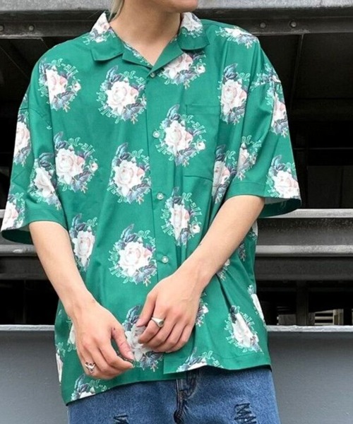 A4A(エーフォーエー)の「A4A/エーフォーエー/ROSES Short Sleeve Shirts/ローズショートスリーブシャツ(シャツ/ブラウス・メンズ・ブラック/グリーン・MEDIUM/LARGE)」の3枚目の写真