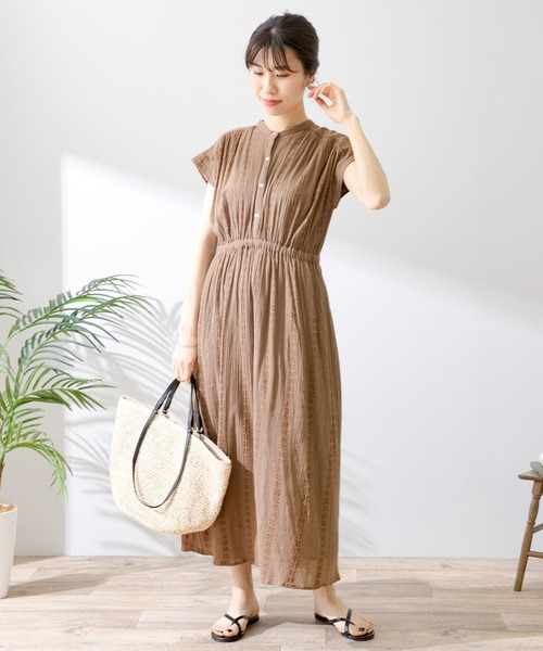 美品サニーレーベルきれい色大人可愛い楊柳ギャザーウエストマークワンピース♪ URBAN RESEARCH Sonny Label（アーバンリサーチサニーレーベル