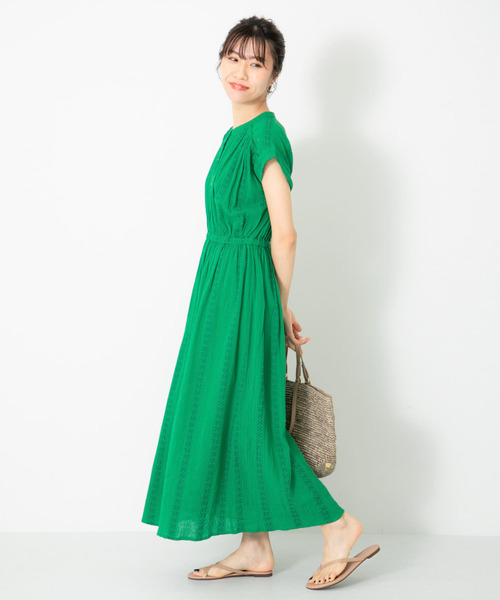 美品サニーレーベルきれい色大人可愛い楊柳ギャザーウエストマークワンピース♪ URBAN RESEARCH Sonny Label（アーバンリサーチサニーレーベル