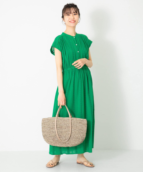 美品サニーレーベルきれい色大人可愛い楊柳ギャザーウエストマークワンピース♪ URBAN RESEARCH Sonny Label（アーバンリサーチサニーレーベル