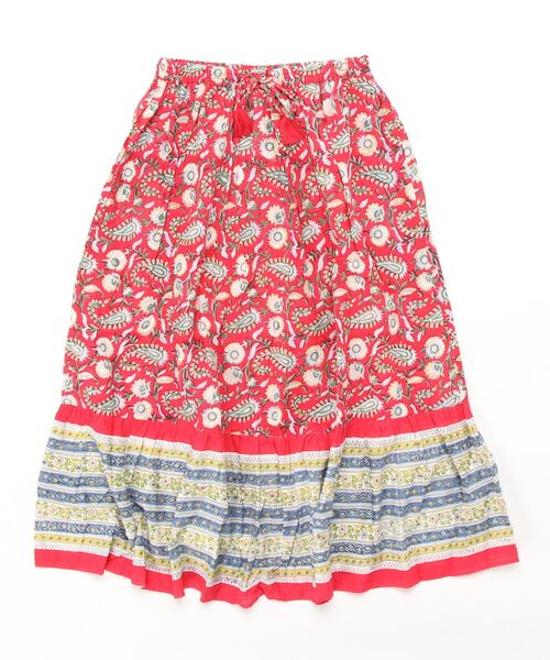 チャイハネ（チャイハネ）の「【チャイハネ】ディディサブロックプリントティアードスカート（スカート・レディース・ホワイト/レッド/ブルー・FREE）」の6枚目の写真