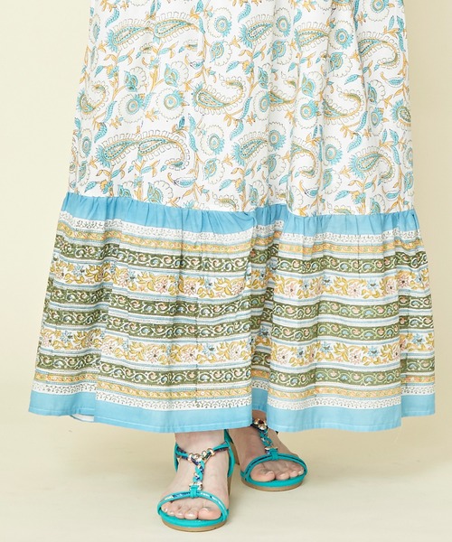 チャイハネ（チャイハネ）の「【チャイハネ】ディディサブロックプリントティアードスカート（スカート・レディース・ホワイト/レッド/ブルー・FREE）」の16枚目の写真